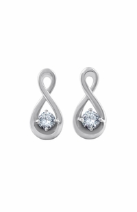 Diamond Knot Stud Earrings, 0.19 Carat on Solid 14k White Gold E020KN1W