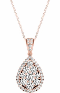 Diamond Oval Pendant, 1.08 Carat on Solid 18k Rose Gold P20248R