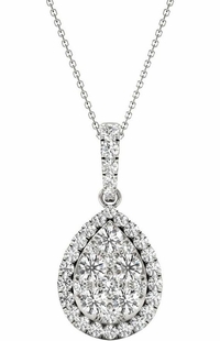 Diamond Oval Pendant, .81 Carat on 18k White Gold P20249W