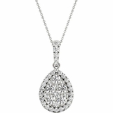 Diamond Oval Pendant, .81 Carat on 18k White Gold P20249W