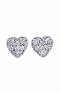 Diamond Pave Heart Earrings, 0.14 Carat on Solid 14k White Gold