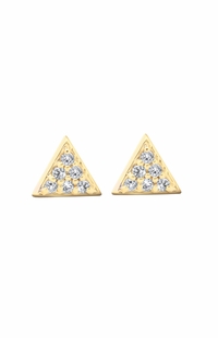 Diamond Pave Triangle Earrings, 0.12 Carat on 14k Yellow Gold 3PE012TG1Y