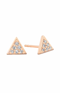 Diamond Pave Triangle Stud Earrings, 0.12 Carat on Solid 14k Rose Gold