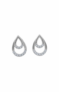 Diamond Pear Shape Earrings, 0.12 Carat on Solid 14k White Gold