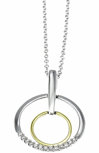 Diamond Pendant, .07 Carat Diamonds on 14K White & Yellow Gold