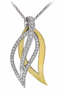 Diamond Pendant, .24 Carat Diamonds on 14K White & Yellow Gold
