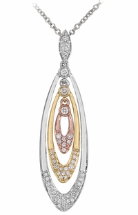 Diamond Pendant, .28 Carat Diamonds on 14K White, Yellow & Rose Gold
