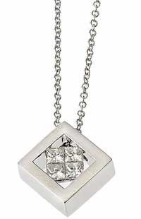 Diamond Pendant, .30 Carat Diamonds on 14K White Gold