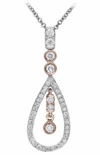 Diamond Pendant, .36 Carat Diamonds on 14K White & Rose Gold