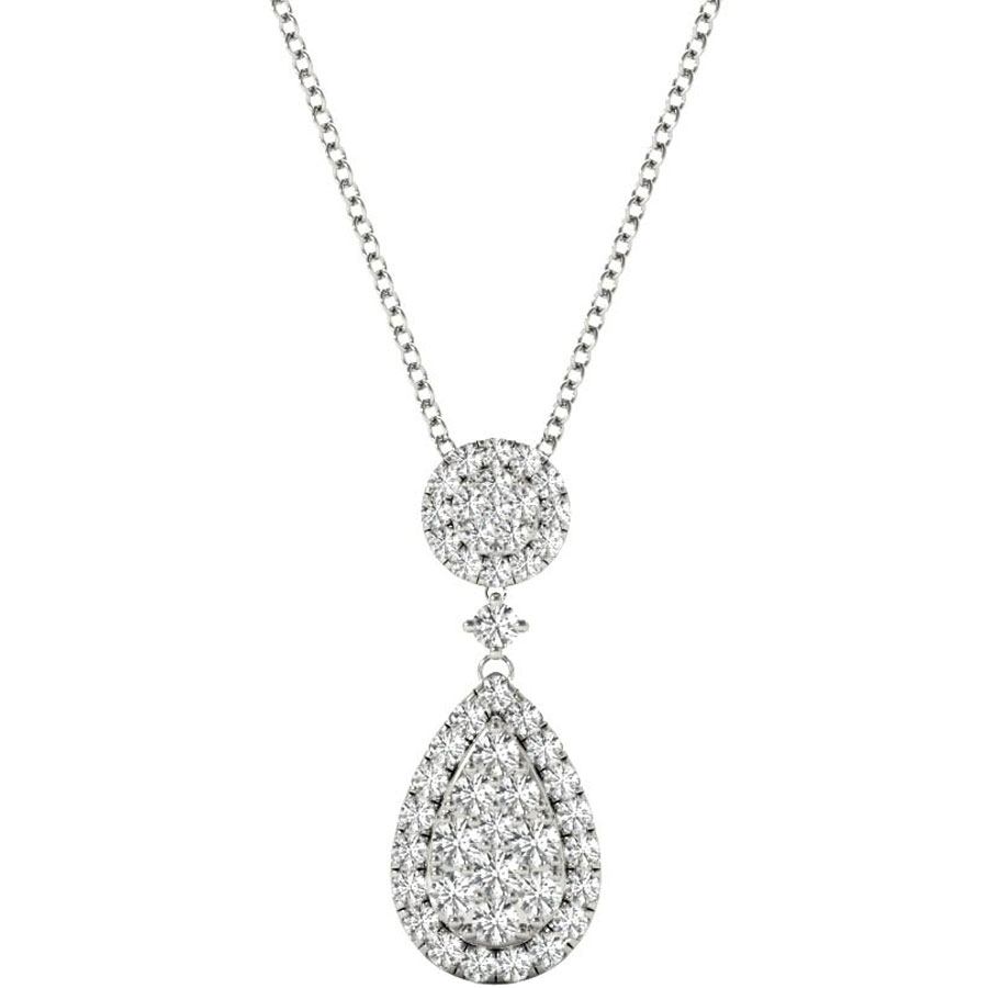Diamond Pear Pendant, .65 Carat on 18k White Gold Women's Necklace