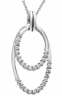 Diamond Pendant, .54 Carat Diamonds on 14K White Gold