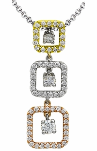 Diamond Pendant, .58 Carat Diamonds on 14K White, Yellow & Rose Gold