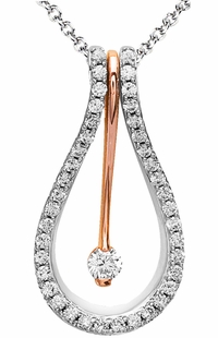 Diamond Pendant, .71 Carat Diamonds on 14K White & Rose Gold