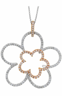 Diamond Pendant, .78 Carat Diamonds on 14K White & Rose Gold