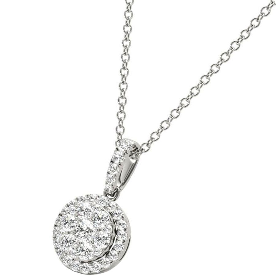 P21950W Diamond Pendant Necklace, .47 Carat on 18k White Gold Women's