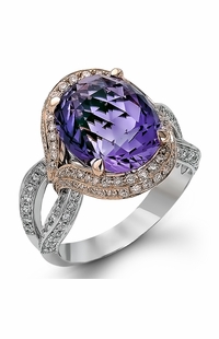 Diamond Ring, .54 Carat Diamonds 6.53 Carat Amethyst on 14K Rose & White Gold