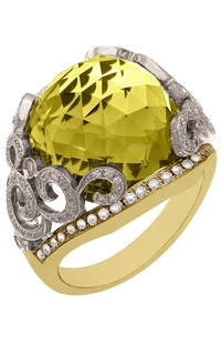 Diamond Ring, .60 Carat Diamonds 15.83 Carat Quartz on 14K White & Yellow Gold