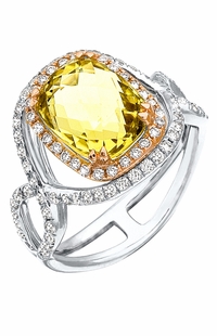 Diamond Ring, .60 Carat Diamonds 3.83 Carat Quartz on 14K Rose & White Gold