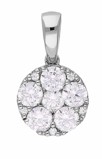 Diamond Round Pendant, 0.991 Carat on 14k White Gold PSV341W