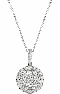 Diamond Round Pendant, .56 Carat on Solid 18k White Gold P20241W