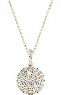 Diamond Round Pendant, .56 Carat on Solid 18k Yellow Gold P20241Y