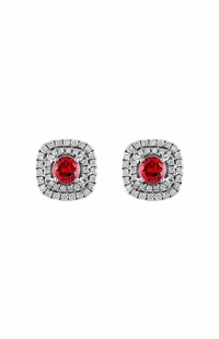 Diamond Ruby Earrings on Solid 18k White Gold