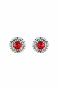 Diamond Ruby Earrings on Solid 18k Yellow Gold