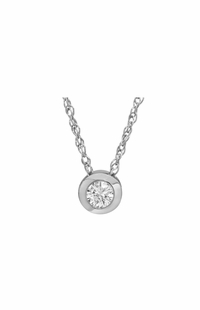 Diamond Solitaire Bezel Pendant, 0.22 Carat on Solid 14k White Gold P025SL2W