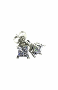 Diamond Square Earrings, 0.33 Carat on Solid 14k White Gold 3PR33W