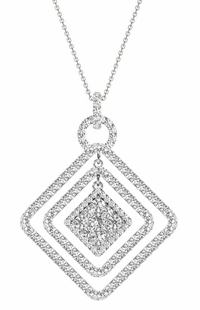 Diamond Square Pendant, 1.70 Carat on Solid 18k White Gold P20244W