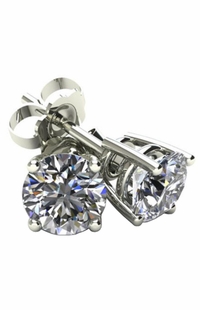 Diamond Stud Basket Earrings, 0.25 Carat on Solid 14k White Gold 3BK25W