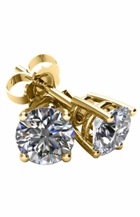 Diamond Stud Basket Earrings, 0.75 Carat on Solid 14k Yellow Gold