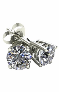 Diamond Stud White Gold Basket Setting Earrings .4 TWC 3BK40W