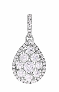 Diamond Teardrop Pendant, 1.06 Carat on Solid 14k White Gold PSV343W