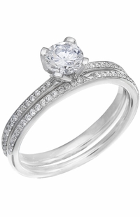 Diamond Wedding Ring Set, .19 Carat Diamonds on 14k White Gold RWG105