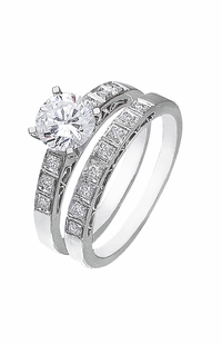 Diamond Wedding Ring Set, .21 Carat Diamonds on 14K White Gold