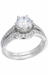 Diamond Wedding Ring Set, .23 Carat Diamonds on 14K White Gold