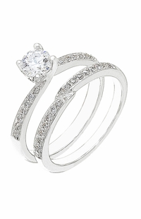 Diamond Wedding Ring Set, .24 Carat Diamonds on 14K White Gold