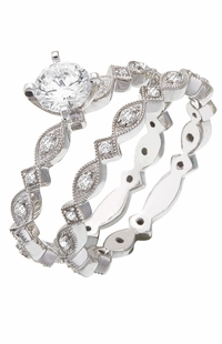 Diamond Wedding Ring Set, .29 Carat Diamonds on 14K White Gold