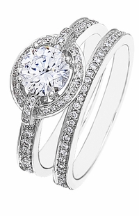 Diamond Wedding Ring Set, .34 Carat Diamonds on 14K White Gold