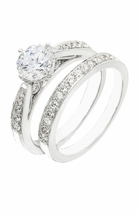 Diamond Wedding Ring Set, .38 Carat Diamonds on 14K White Gold