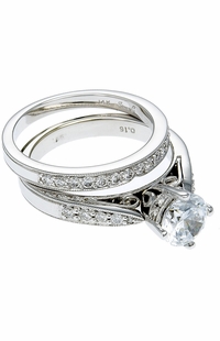 Diamond Wedding Ring Set, .40 Carat Diamonds on 14k White Gold RWG106