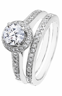 Diamond Wedding Ring Set, .40 Carat Diamonds on 14k White Gold RWG116