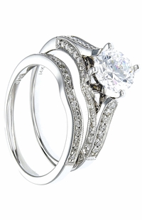 Diamond Wedding Ring Set, .40 Carat Diamonds on 14k White Gold RWG150