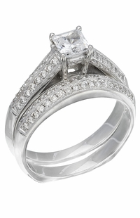 Diamond Wedding Ring Set, .46 Carat Diamonds on 14k White Gold RWG222