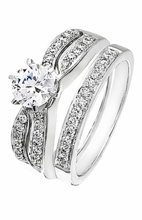 Diamond Wedding Ring Set, .47 Carat Diamonds on 14K White Gold