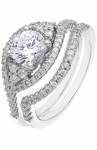 Diamond Wedding Ring Set, .50 Carat Diamonds on 14k White Gold RWG110