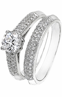 Diamond Wedding Ring Set, .52 Carat Diamonds on 14K White Gold