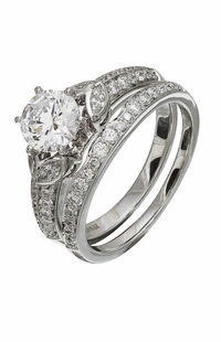 Diamond Wedding Ring Set, .64 Carat Diamonds on 14K White Gold