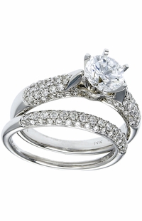Diamond Wedding Ring Set, .74 Carat Diamonds on 14K White Gold